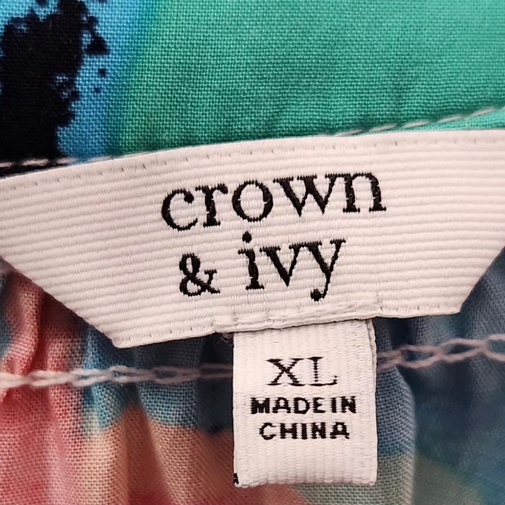 crown & ivy Vibrant Blue and Green Women's Tunic With Flaw(see last photo) - Picture 4 of 7